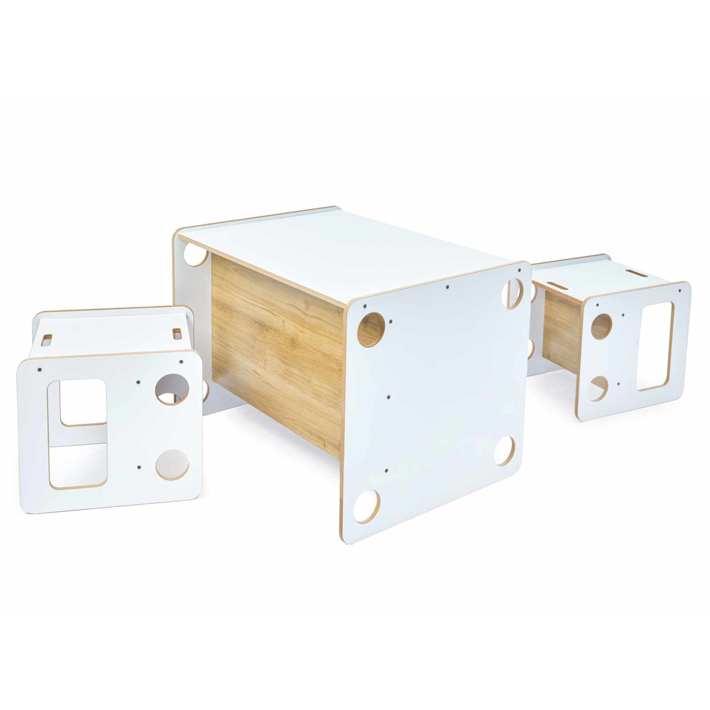 Goldfinch Wooden Kids Table with 2 Chairs in White and Natural