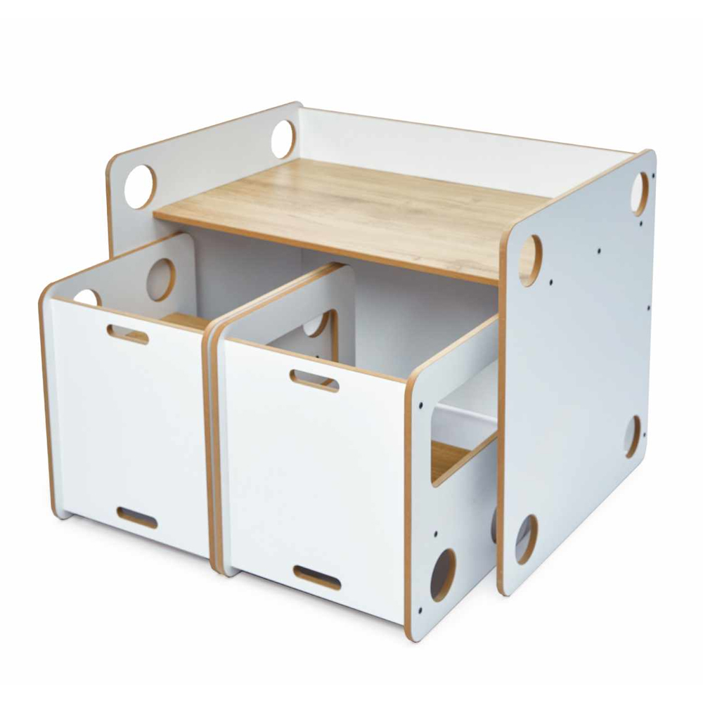 Goldfinch Wooden Kids Table with 2 Chairs in White and Natural