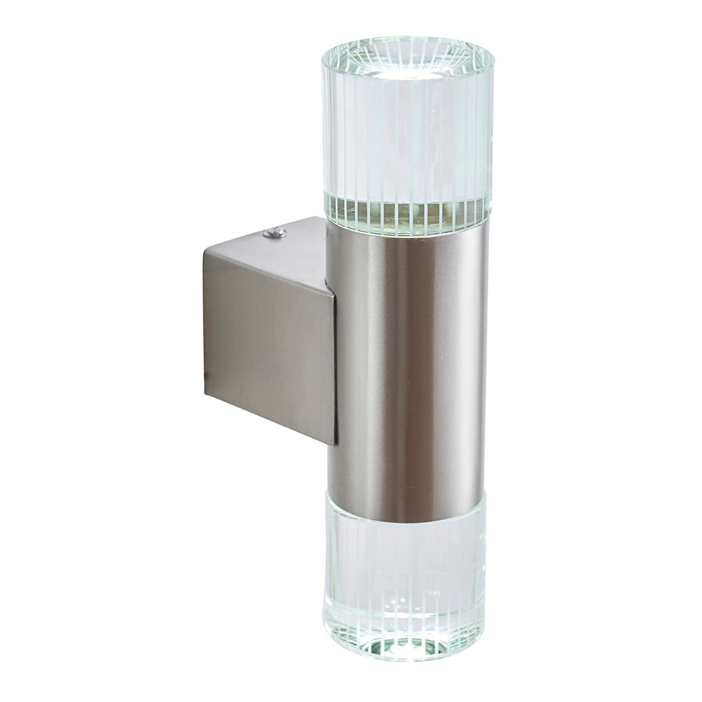 Goldsboro LED Twin Glass Wall Light In Chrome And Silver