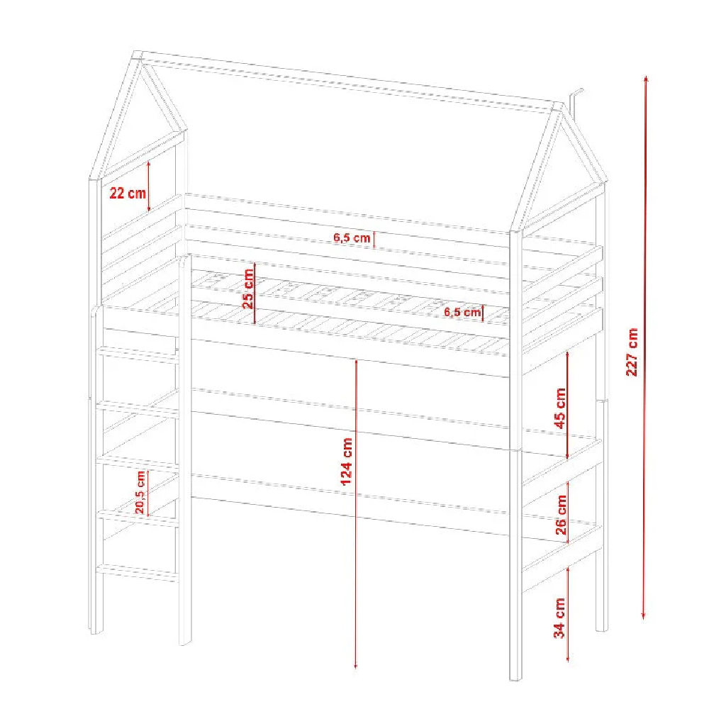 Goleta Wooden Bunk Bed Without Mattress And Ladder In White