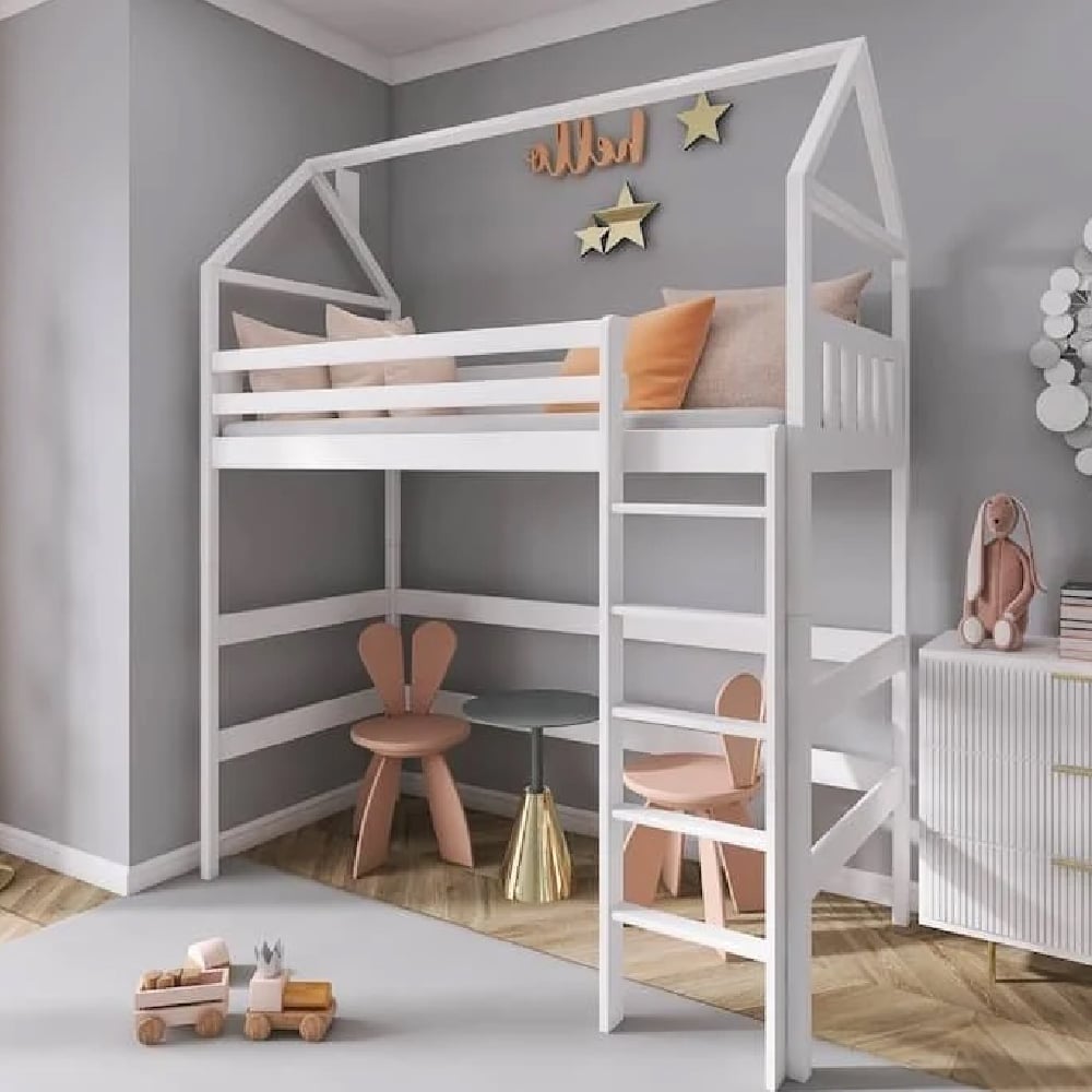 Read more about Goleta wooden bunk bed without mattress and ladder in white