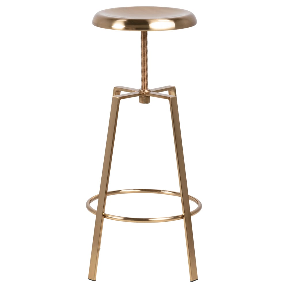Goliad Brushed Gold Metal Bar Stools In Pair