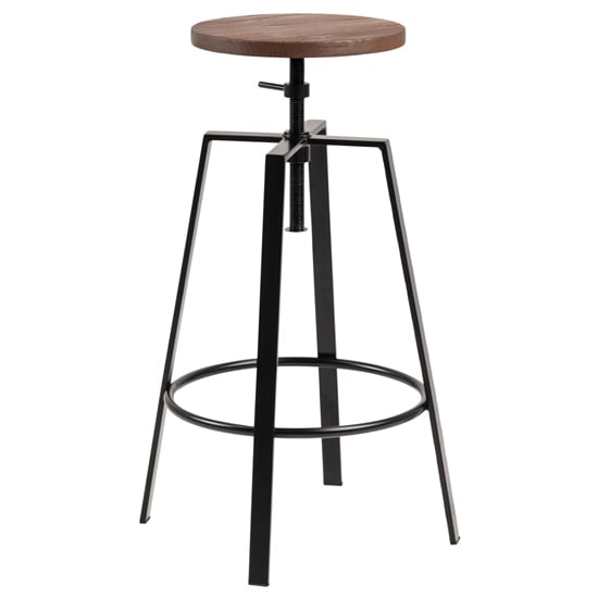 Goliad Round Wooden Bar Stool In Elm