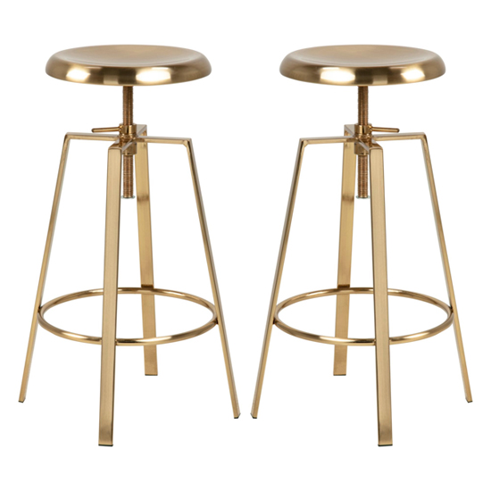 Read more about Goliad round brass metal bar stools in pair