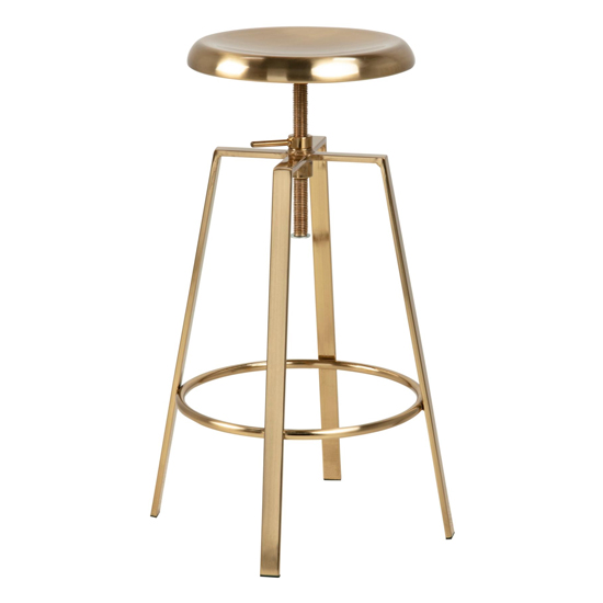 Read more about Goliad round metal bar stool in brass