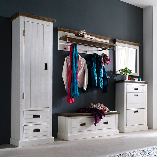 Gomera Wooden Hallway Furniture Set 3 In Acacia White