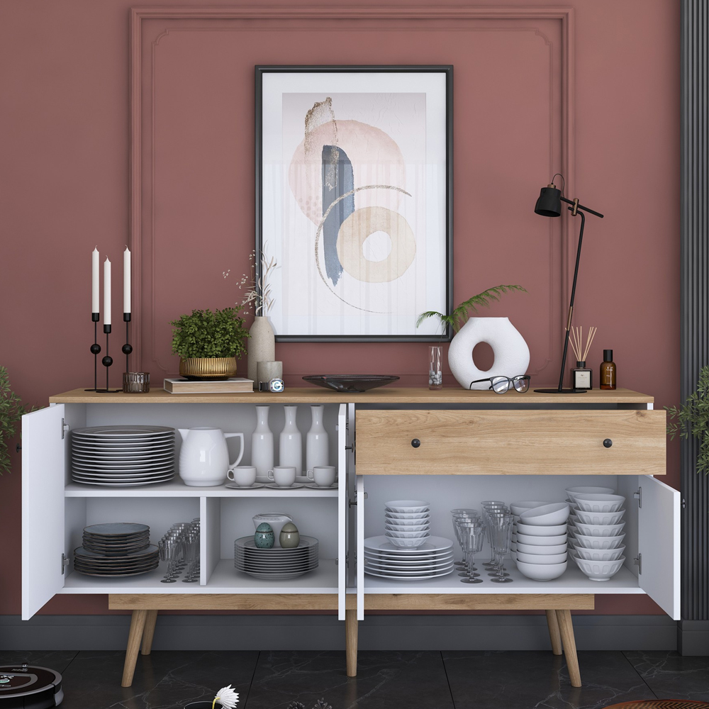Good Wooden Console Table in Walnut and White