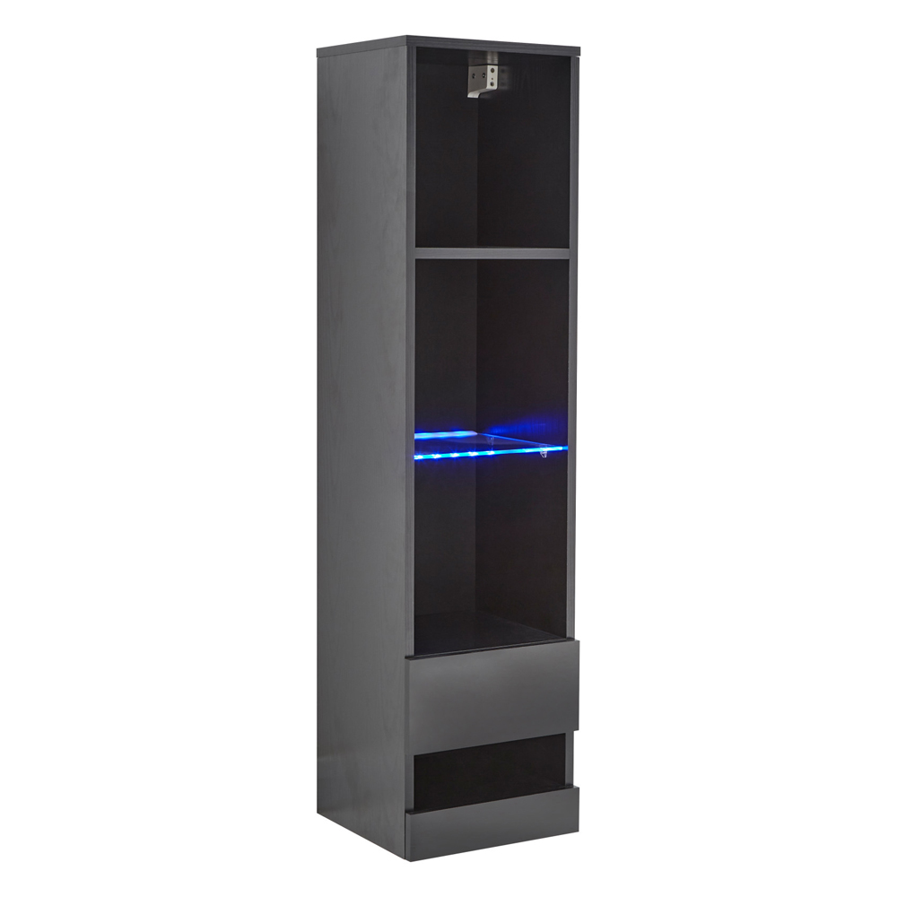 Goole Wall Hung High Gloss Shelving Unit In Black With LED