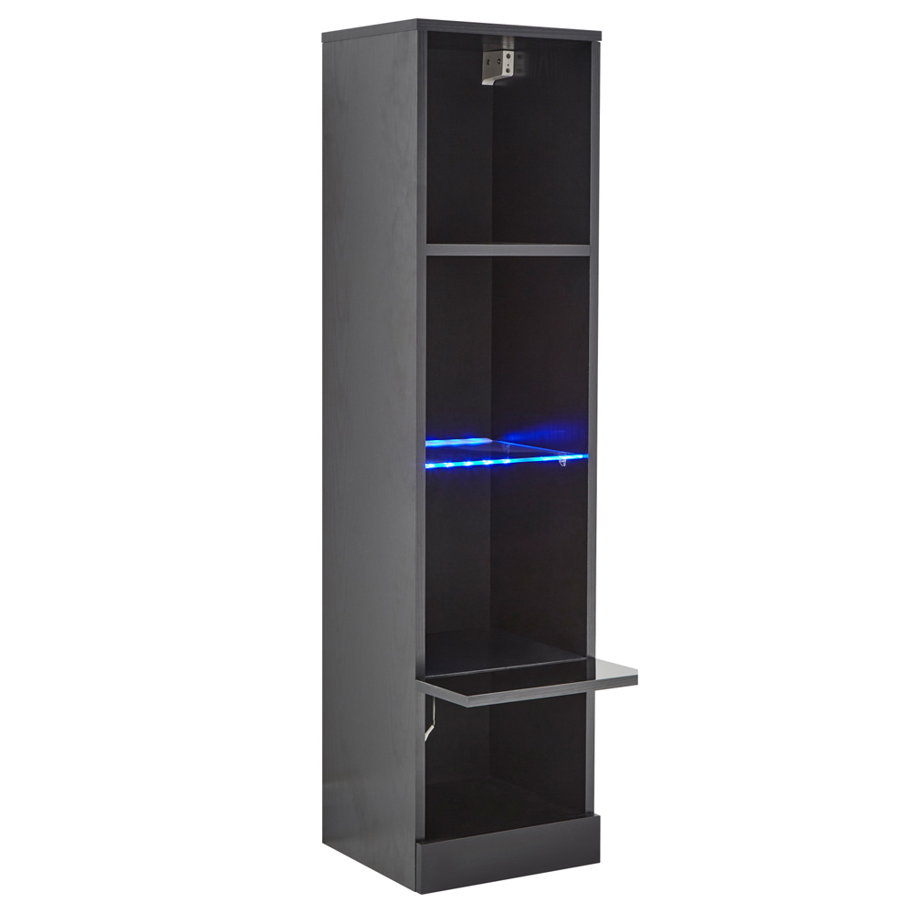 Goole Wall Hung High Gloss Shelving Unit In Black With LED