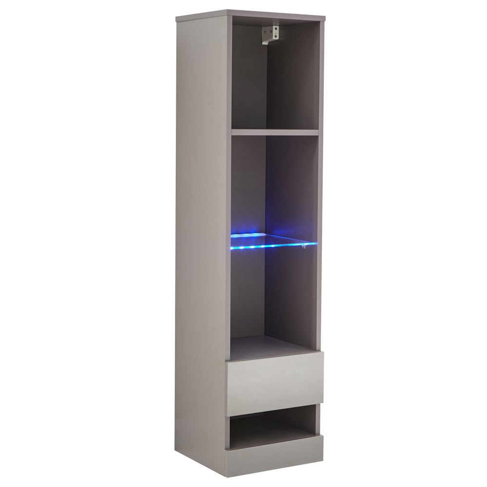 Goole Wall Mounted High Gloss Shelving Unit in Grey With LED