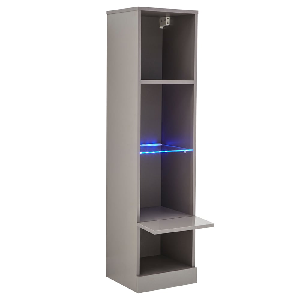 Goole Wall Mounted High Gloss Shelving Unit in Grey With LED
