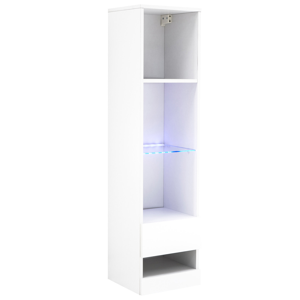 Goole Wall Mounted High Gloss Shelving Unit in White With LED