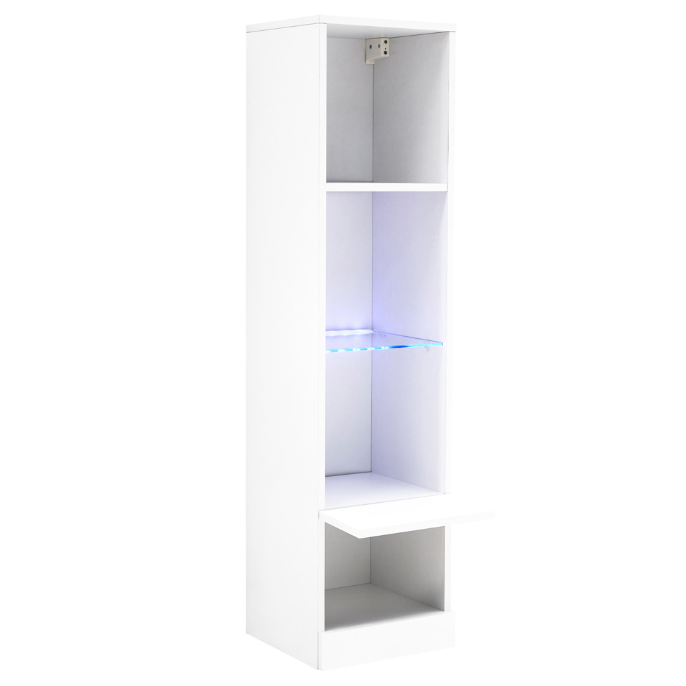 Goole Wall Mounted High Gloss Shelving Unit in White With LED