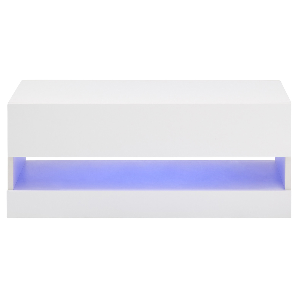 Goole Wooden Coffee Table In White With LED