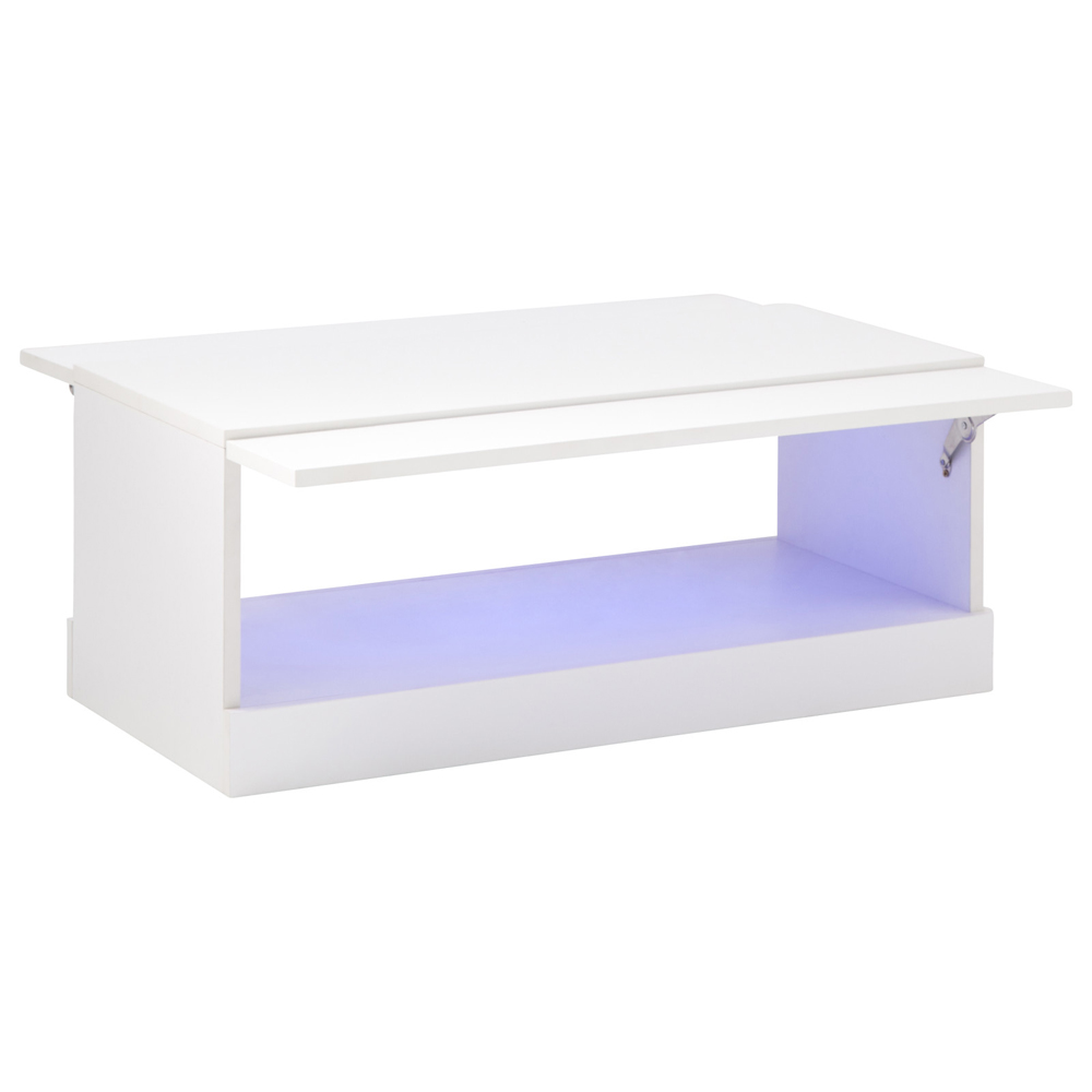 Goole Wooden Coffee Table In White With LED