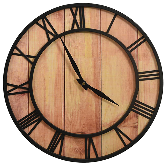 Gordie Round Wooden Wall Clock In Brown and Black