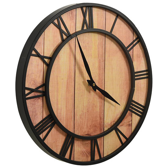 Gordie Round Wooden Wall Clock In Brown and Black
