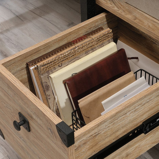 Solvang Wooden Laptop Desk With 2 Drawers In Milled Mesquite