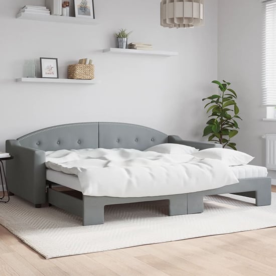 Product photograph of Gorizia Fabric Daybed With Guest Bed In Light Grey from Furniture in Fashion