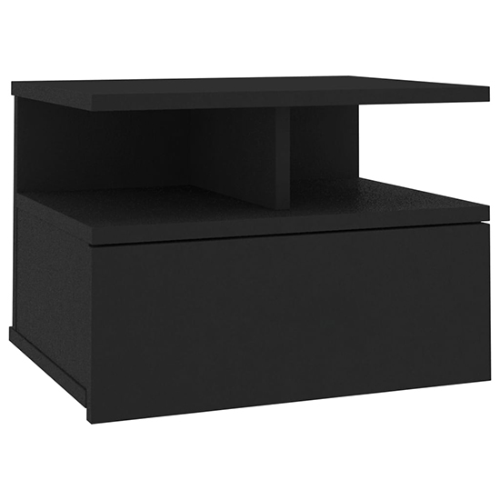 Gorlois Wooden Floating Bedside Cabinet In Black