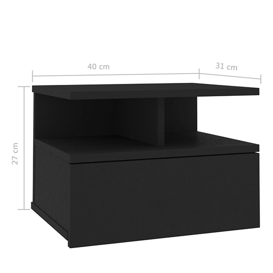 Gorlois Wooden Floating Bedside Cabinet In Black