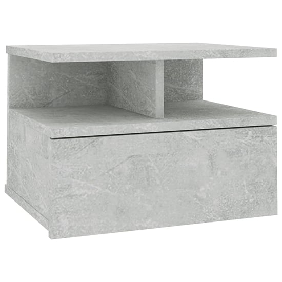 Gorlois Wooden Floating Bedside Cabinet In Concrete Effect