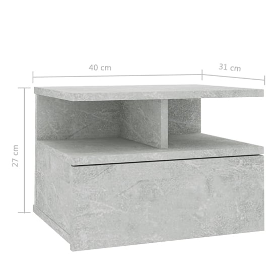 Gorlois Wooden Floating Bedside Cabinet In Concrete Effect_4