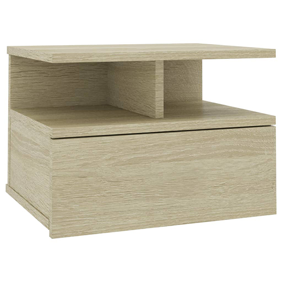 Gorlois Wooden Floating Bedside Cabinet In Sonoma Oak