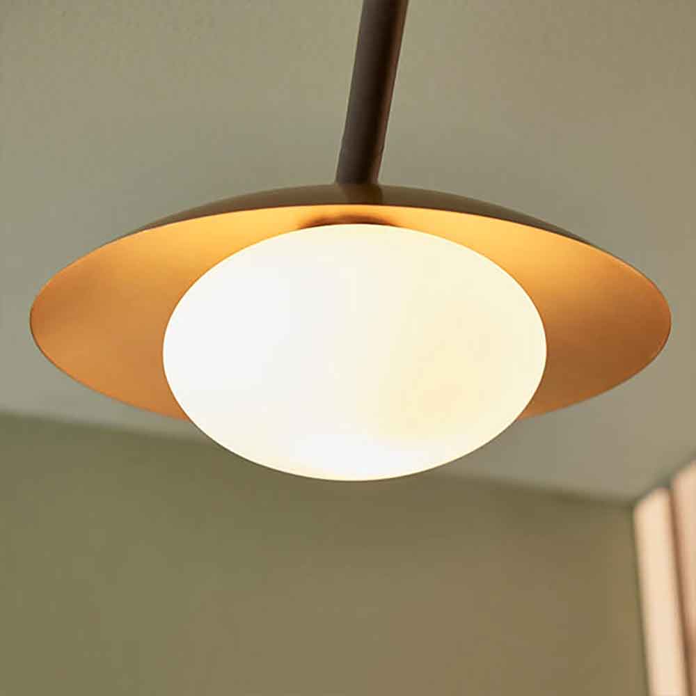 Goshen Opal Glass Semi Flush Pendant Light In Gold And Bronze