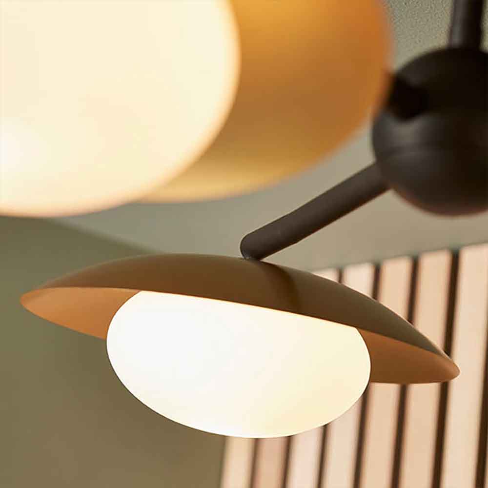 Goshen Opal Glass Semi Flush Pendant Light In Gold And Bronze