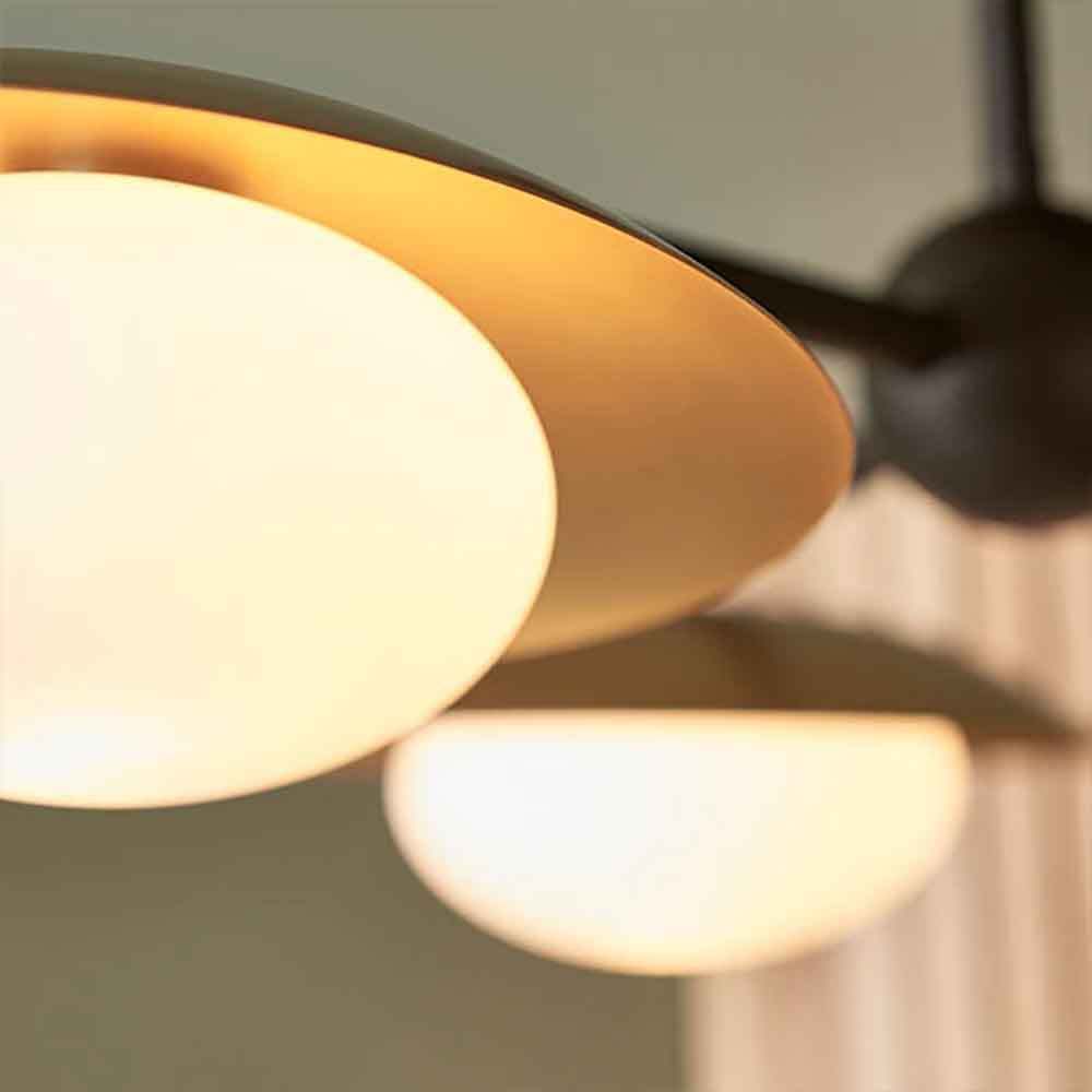 Goshen Opal Glass Semi Flush Pendant Light In Gold And Bronze