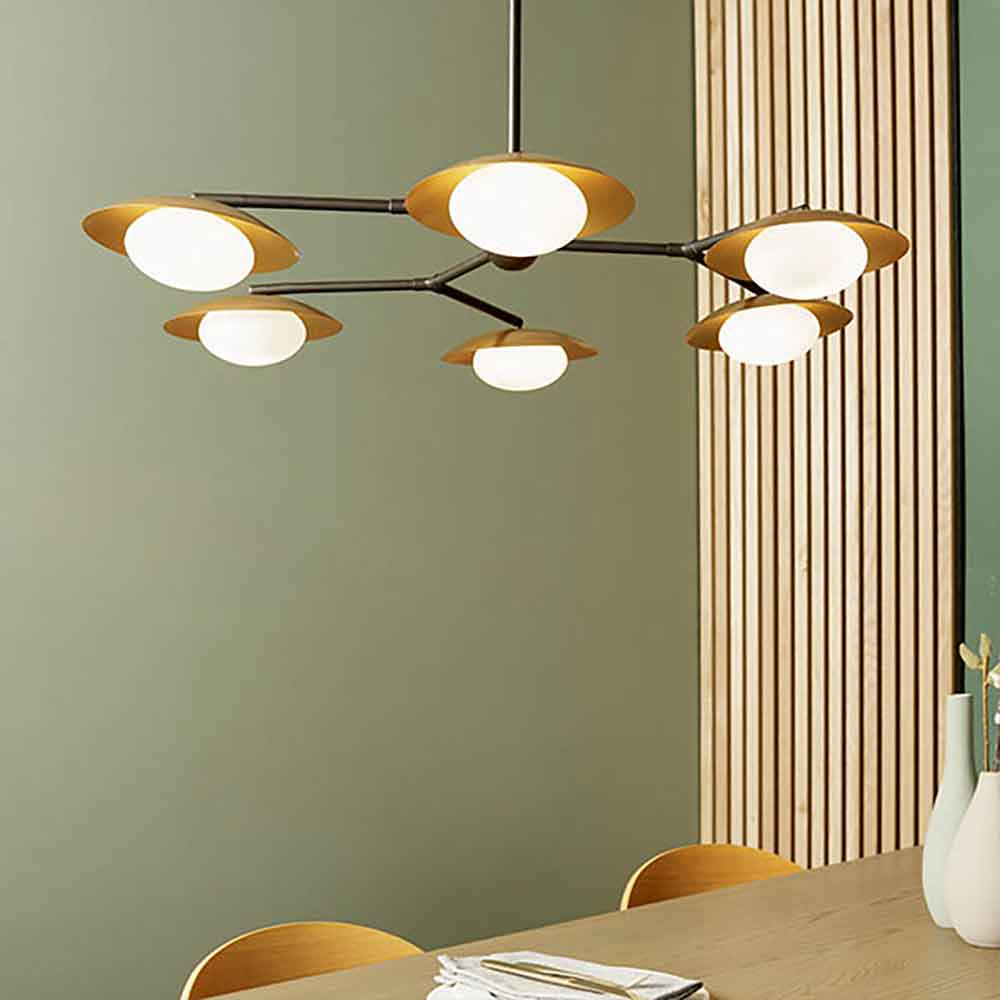 Goshen Opal Glass Pendant Light In Gold And Bronze