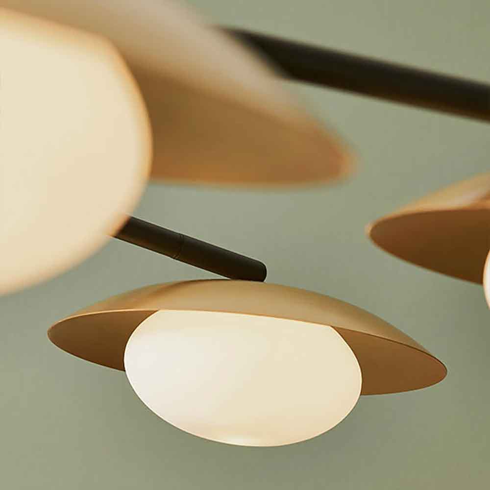 Goshen Opal Glass Pendant Light In Gold And Bronze