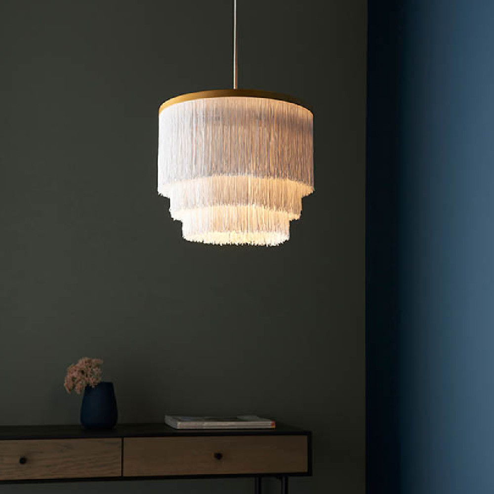 Read more about Goshen glass small ceiling pendant light in matt gold and chrome