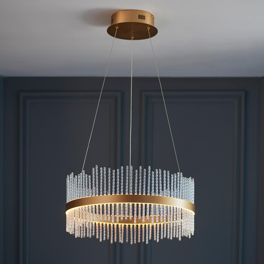 Read more about Grimsby led clear glass rods ceiling pendant light in gold
