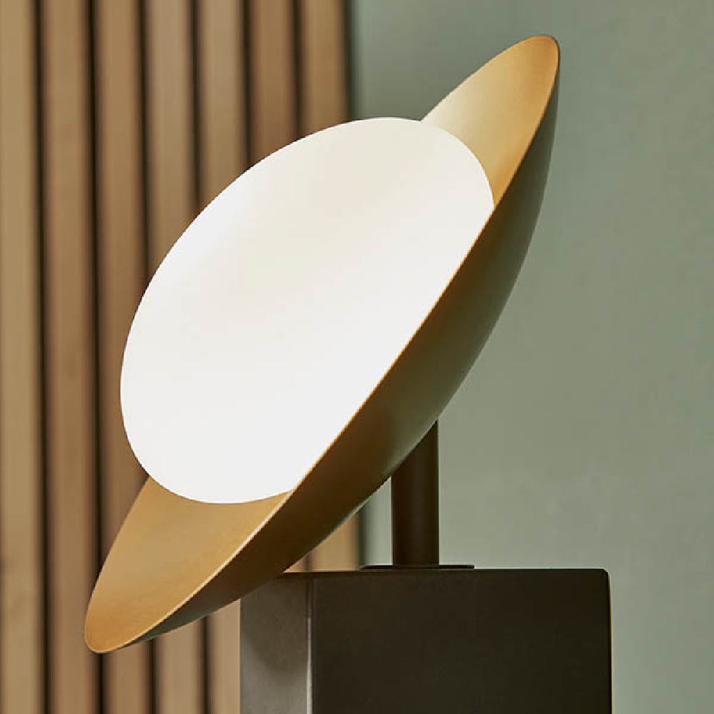 Goshen Opal Glass Shade Table Lamp In Gold And Dark Bronze