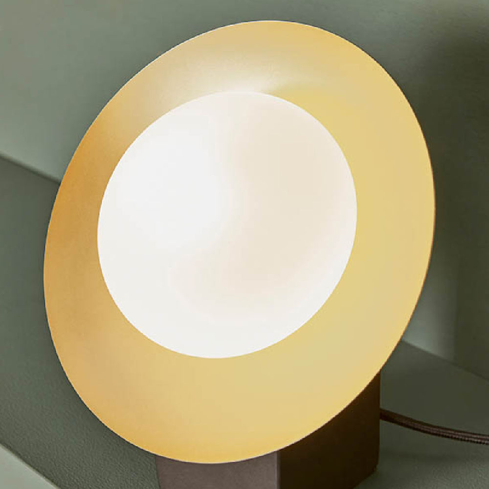 Goshen Opal Glass Shade Table Lamp In Gold And Dark Bronze