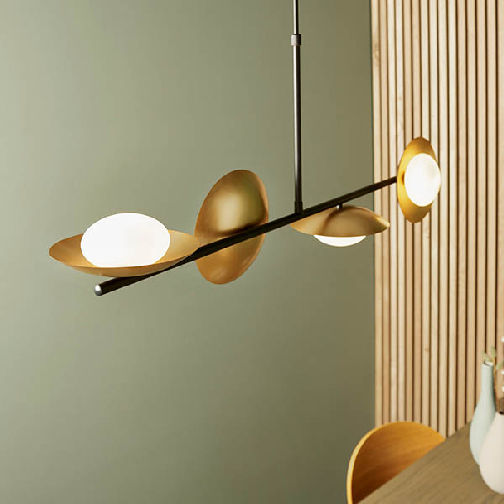 Goshen Opal Glass Shades Ceiling Pendant Light In Gold Bronze