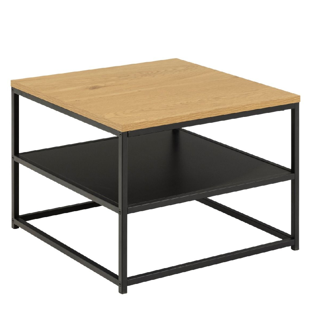 Goshen Wooden Coffee Table Square With 1 Shelf In Oak