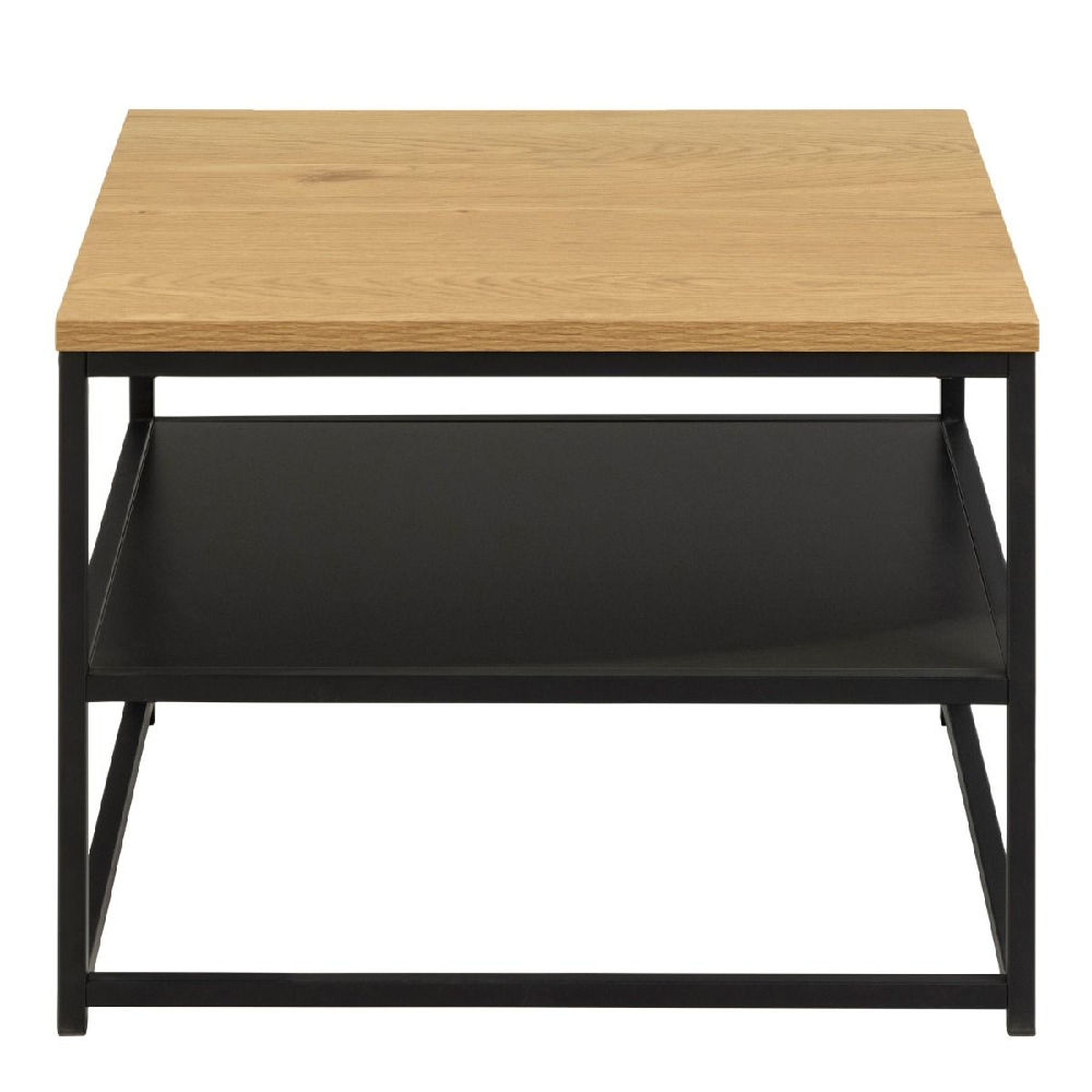 Goshen Wooden Coffee Table Square With 1 Shelf In Oak