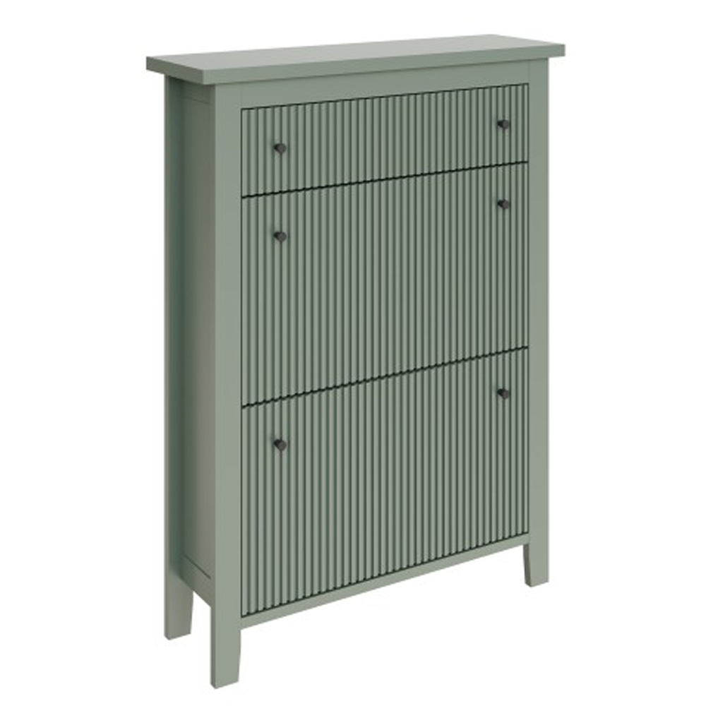 Goteborg Wooden Shoe Cabinet With 2 Flap Doors In Dowager Green