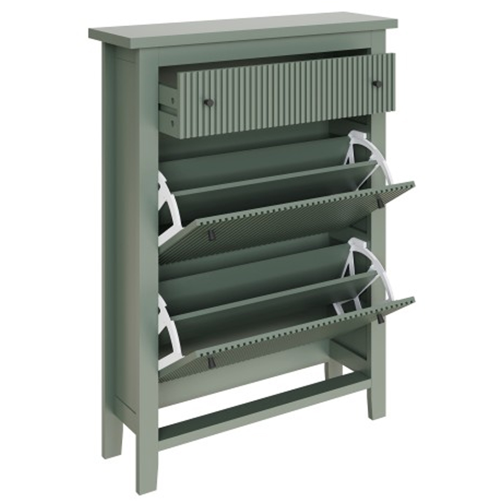 Goteborg Wooden Shoe Cabinet With 2 Flap Doors In Dowager Green