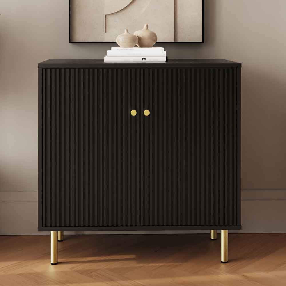 Goteborg Wooden Shoe Storage Cabinet with 2 Doors in Black