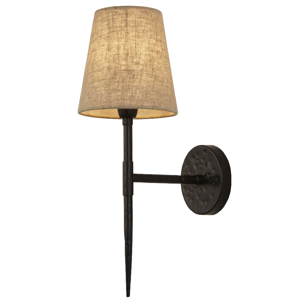 Read more about Gothic natural fabric shade wall light in black