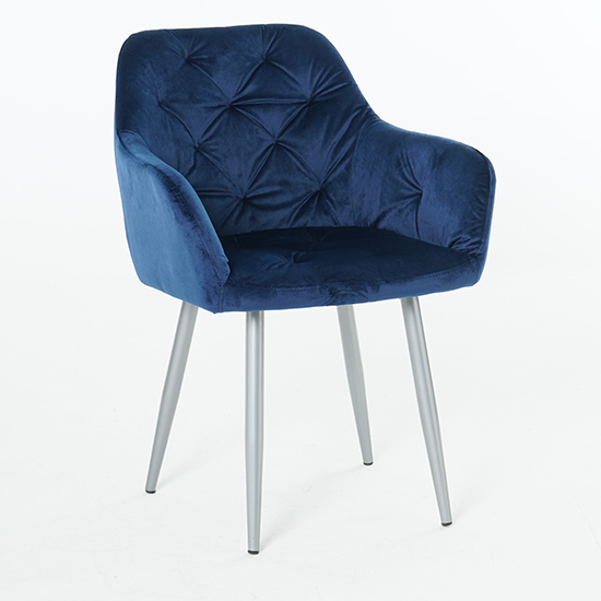 Gourock Blue Velvet Dining Chairs In Pair_2