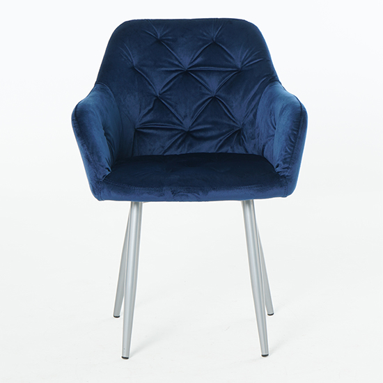 Gourock Blue Velvet Dining Chairs In Pair_3