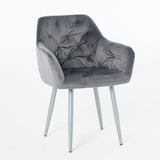 Gourock Dark Grey Velvet Dining Chairs In Pair_2