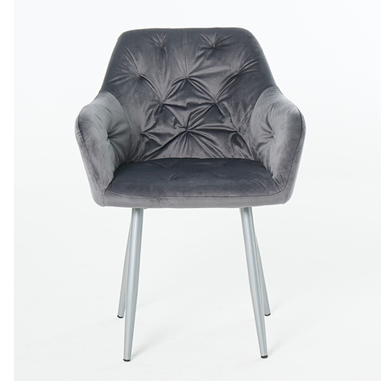 Gourock Dark Grey Velvet Dining Chairs In Pair_3
