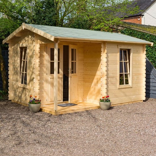 View Gower garden office wooden cabin in untreated natural timber