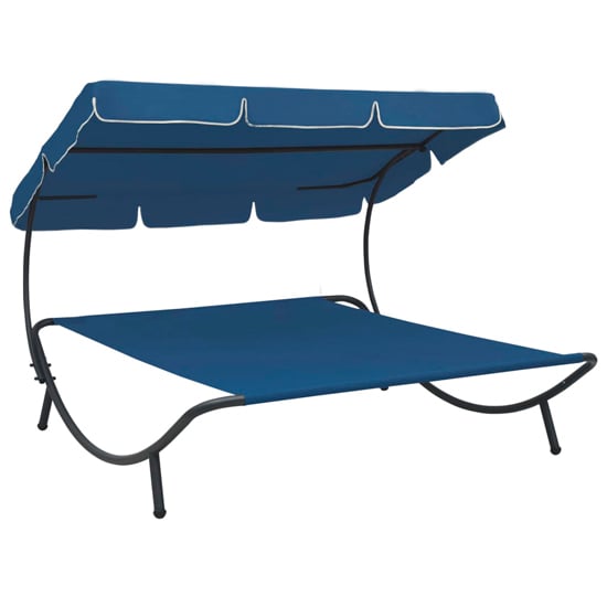 Grace Outdoor Lounge Bed With Canopy In Blue